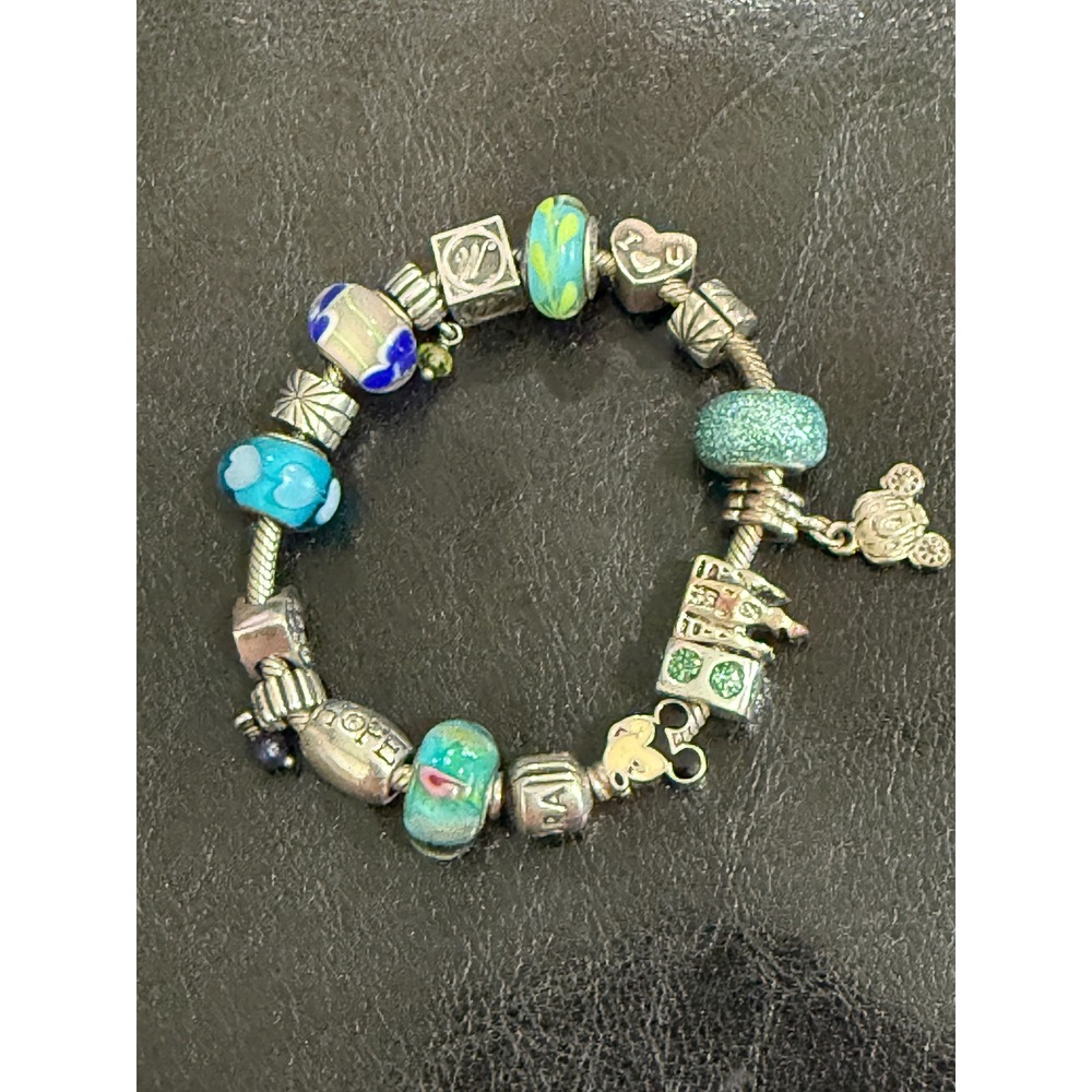 Pandora Sterling Silver 17 Disney Charm Bracelet Mickey Carriage Castle‎ Mom 925